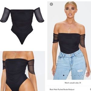 PRETTY LITTLE THING BLACK MESH BODYSUIT *NEW*